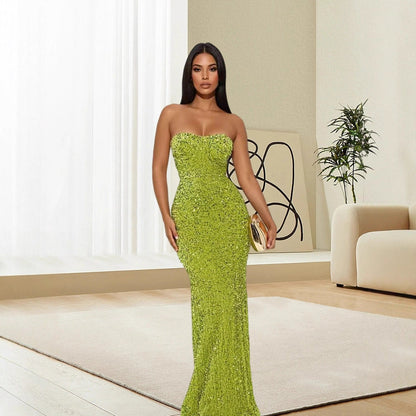 Damen Glitzerndes Abendkleid mit Bustier-Oberteil und schmalem Schnitt