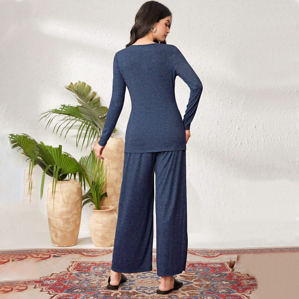 Damen Loungeanzug mit Langarmjacke und weiten Hosen Eveloria
