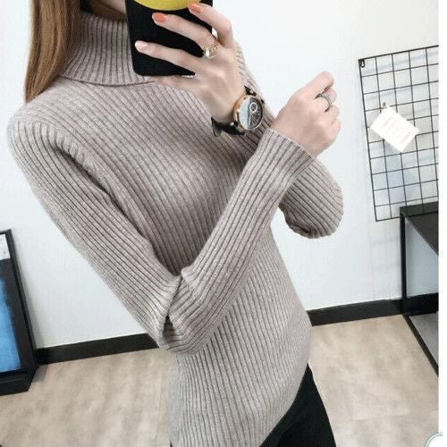 Damen Rollkragenpullover Rippstruktur Eveloria