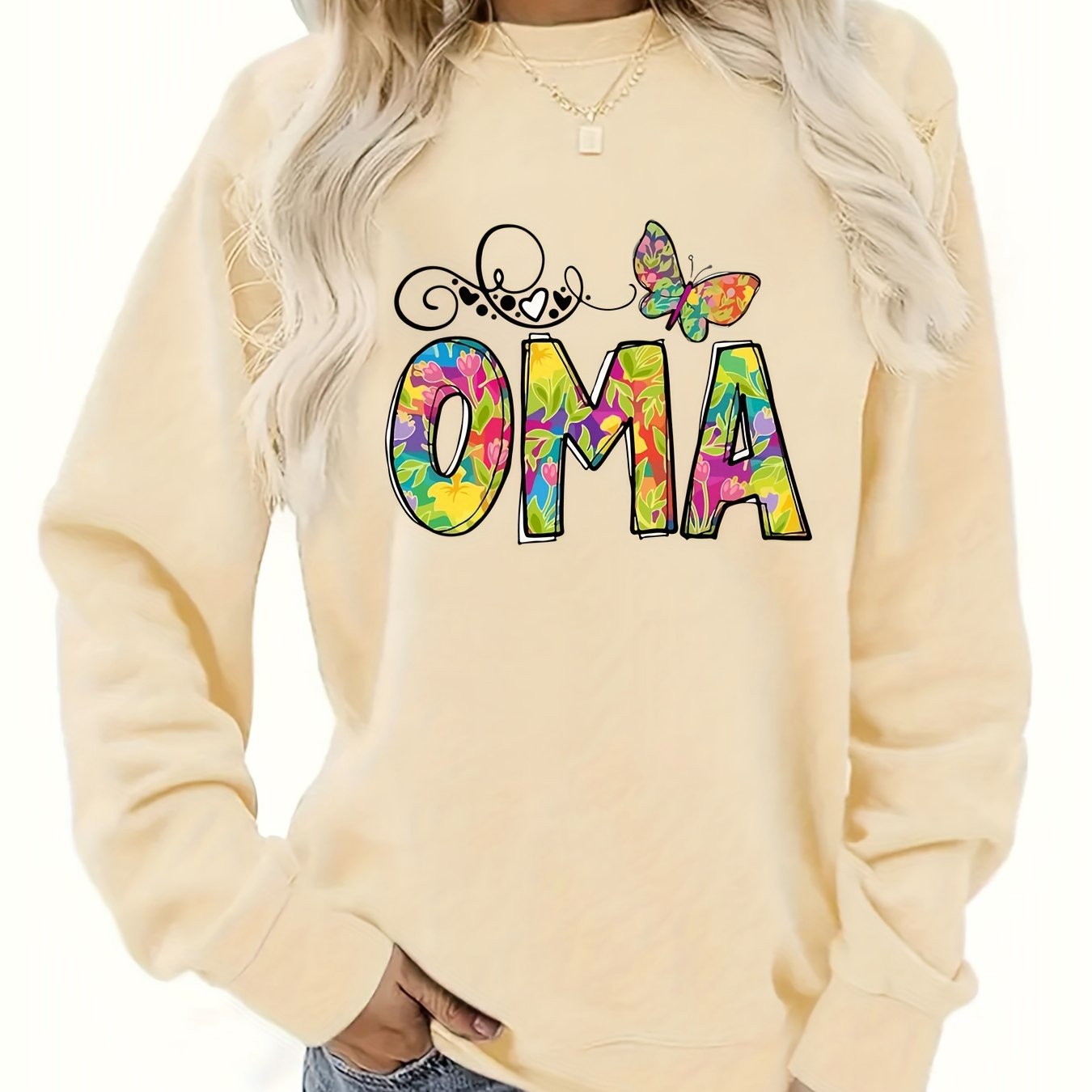 Damen Sweatshirt Botanischer Aufdruck Eveloria