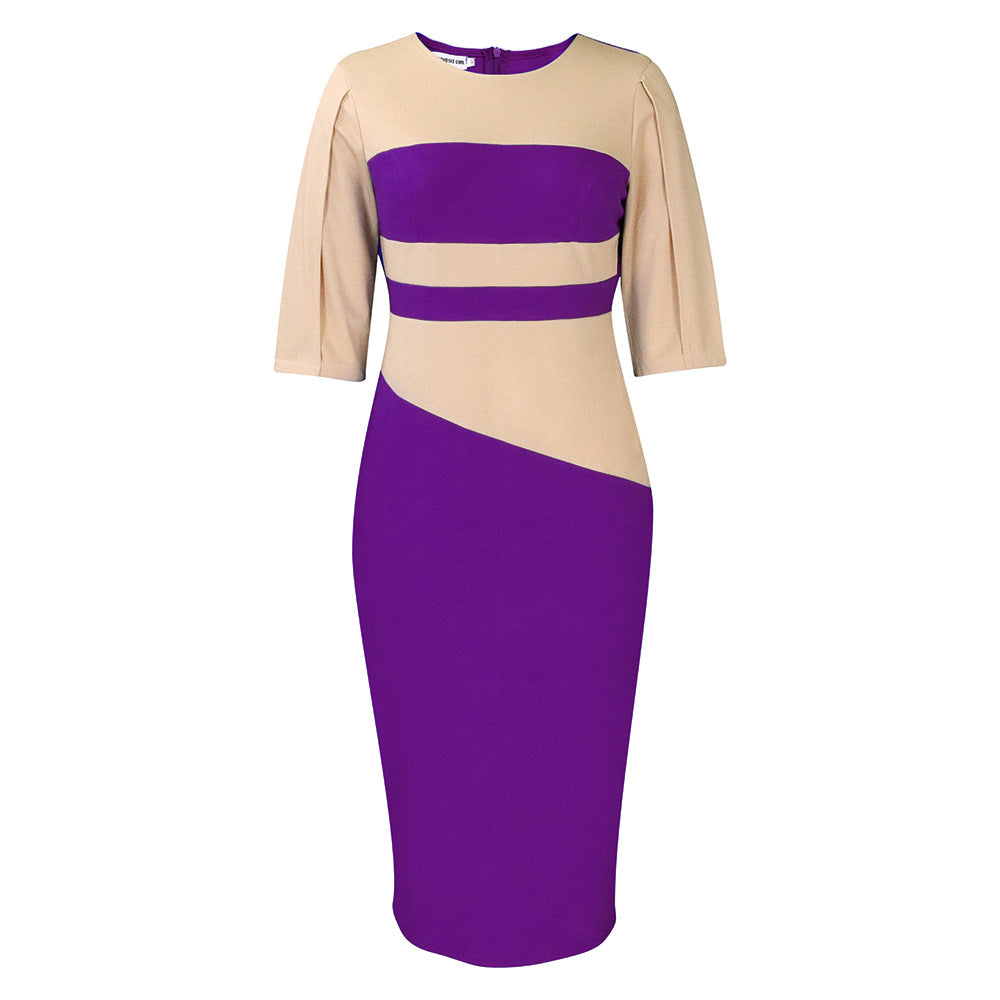 Damenkleid Figurbetont Asymmetrisch Elegant Ärmel Eveloria