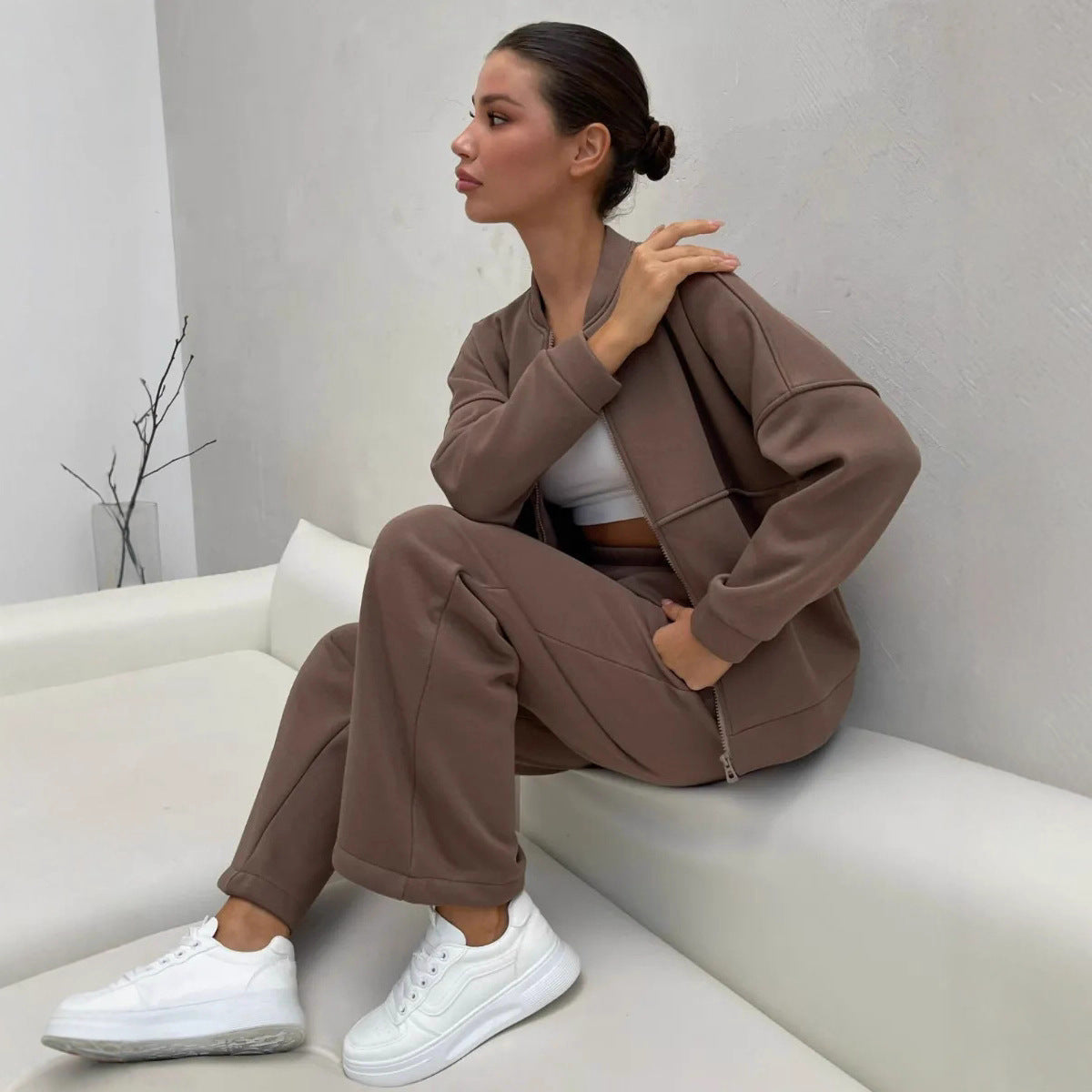 Damen Sportliches Lounge-Set Kuschelige Jacke Bequeme Hosen Eveloria