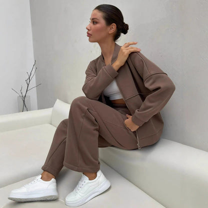 Damen Sportliches Lounge-Set Kuschelige Jacke Bequeme Hosen Eveloria