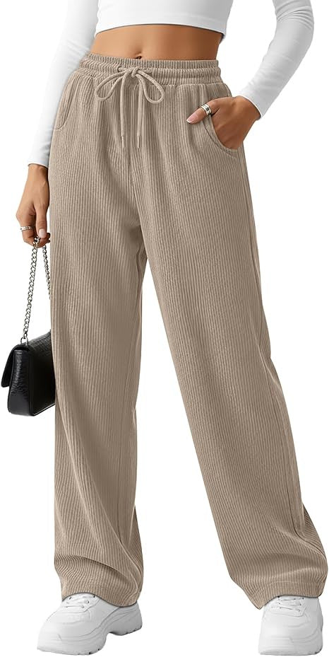 Damen Rippstrick-Hose Breit mit Kordelzug Eveloria