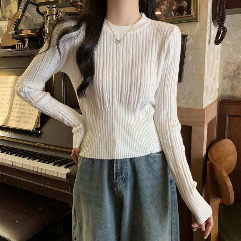 Damen Rippstrickpullover Verlängerte Ärmel Fein Eveloria