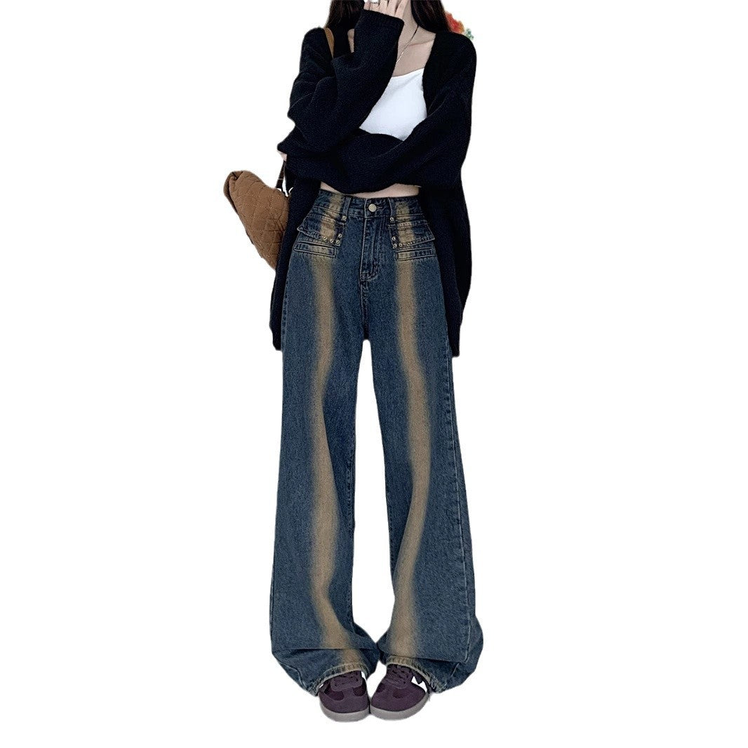 Damen Weite Jeans mit Knopfdesign Eveloria