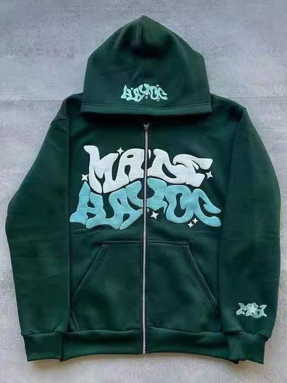 Damen Sportjacke Graffiti-Stil Kapuzenjacke Grau Eveloria