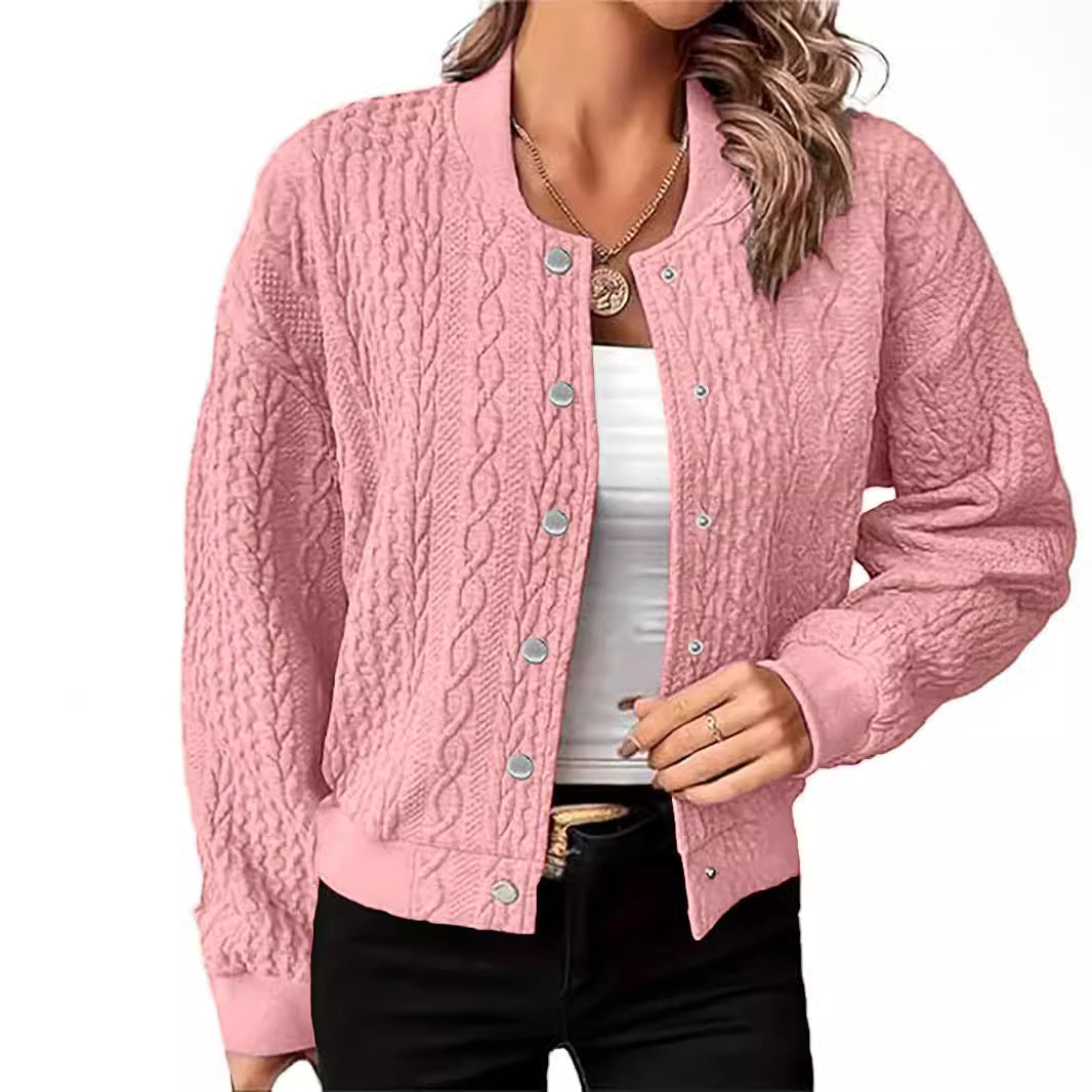 Damen Strickjacke Zopfmuster Druckknöpfe Eveloria