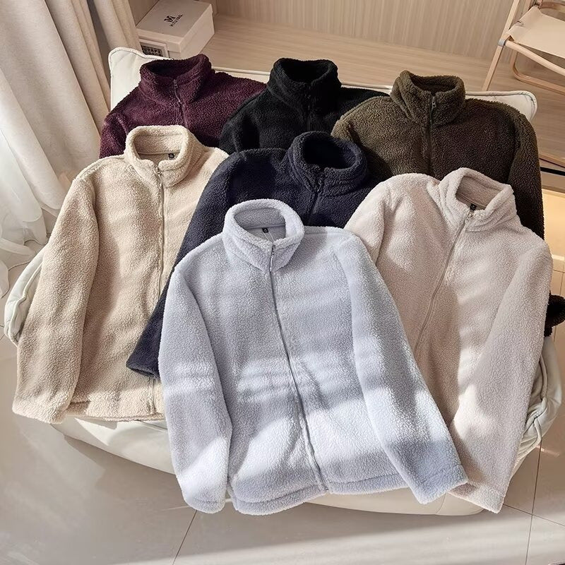 Damen Fleecejacke Hochkragen Reißverschlusstaschen Anthrazit Eveloria - Eveloria