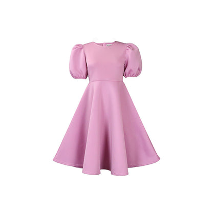 Damen Midikleid Voluminöse Puffärmel Schwingender Rock Eveloria