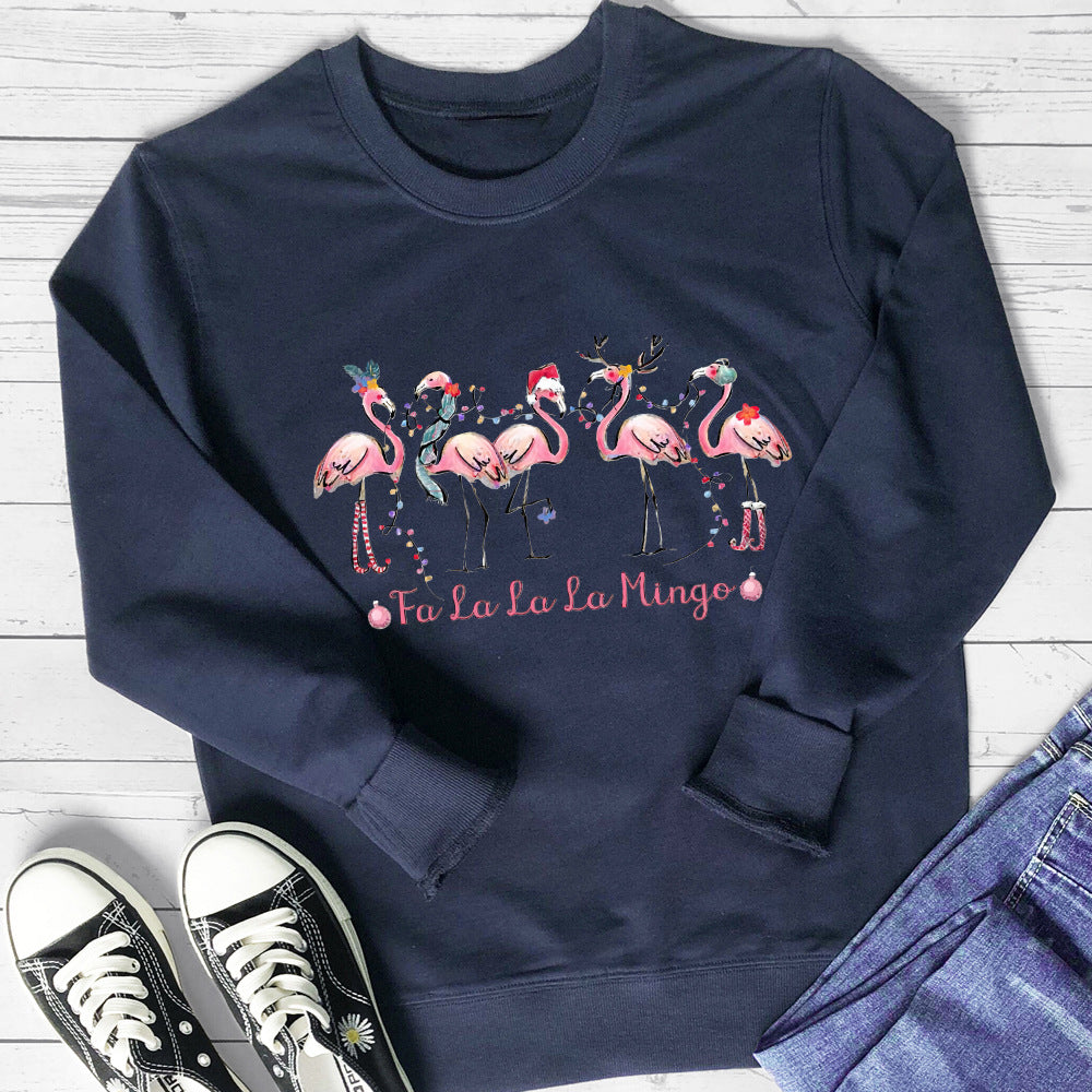 Damen Sweatshirt Flamingo-Motiv Lässig Eveloria