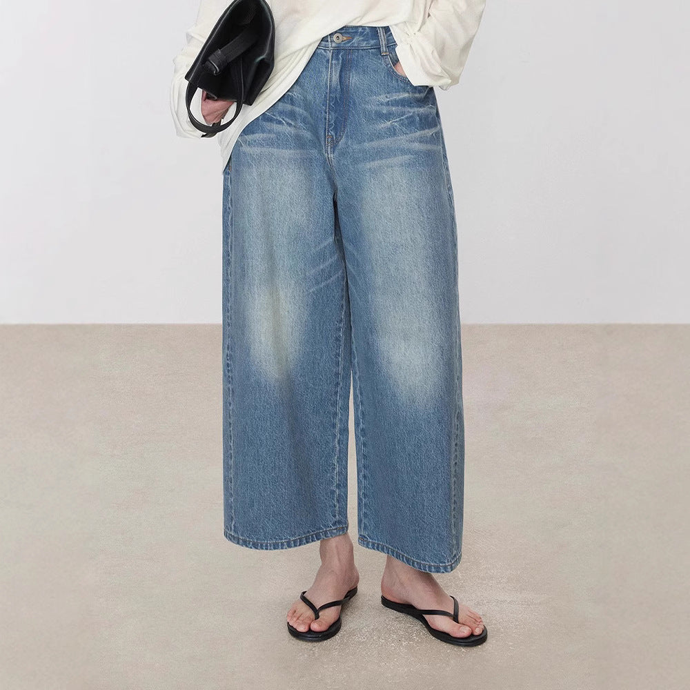 Damen Weite Jeans Hochbund Eveloria - Eveloria