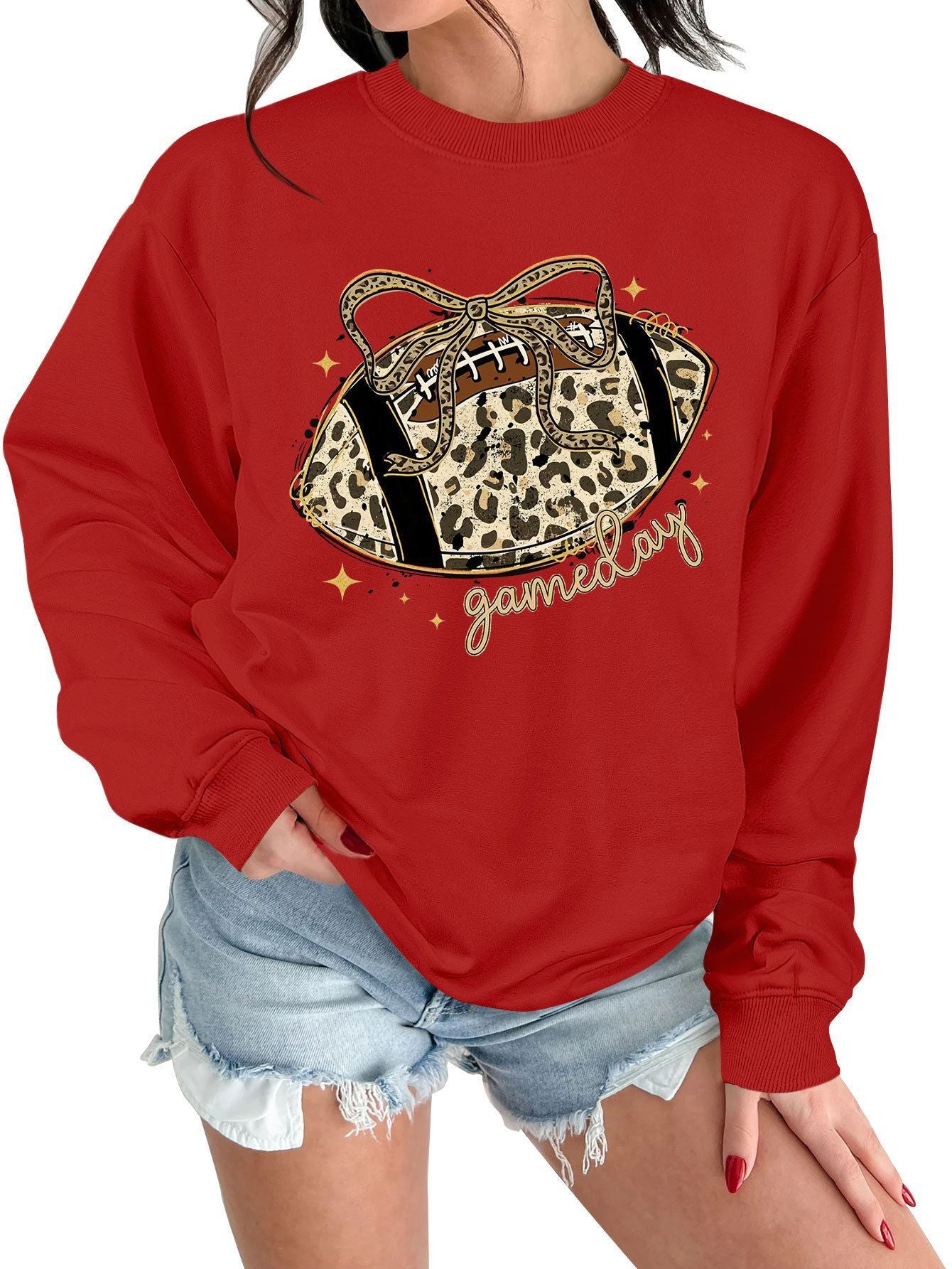 Damen Sweatshirt Sportmotiv Lässig Grau Eveloria