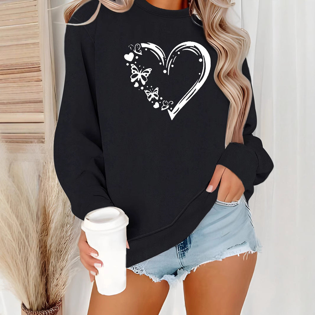 Damen Sweatshirt Herz Schmetterling Design Eveloria