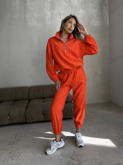 Damen Sportset Sweatshirt Jogginghose Tunnelzug Grau Eveloria
