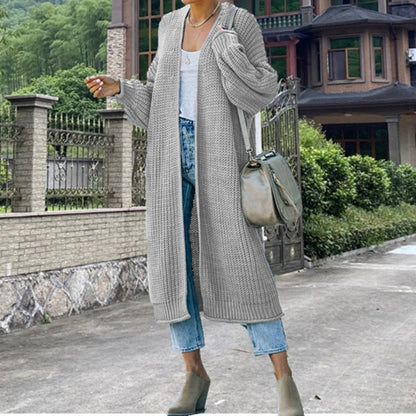 Damen Grobstrick-Cardigan Offene Maschen Lässiger Schnitt