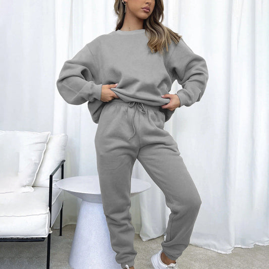 Damen Fleece-Set Innen Angeraut Elastischer Bund Schwarz Eveloria - Eveloria