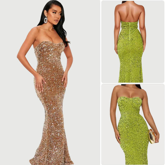 Damen Glitzerndes Abendkleid mit Bustier-Oberteil und schmalem Schnitt - Eveloria