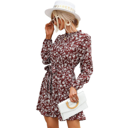 Damen Sommerkleid Floralmuster Gürtel Eveloria