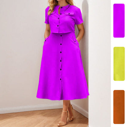 Damen Zweiteiliges Kleid mit Jacke Tailliert Midilänge - Eveloria