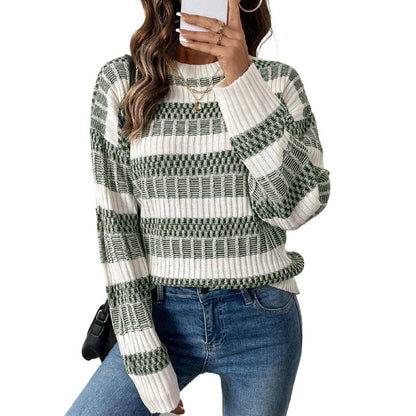 Damen Strickpullover Gepolstert Blockstreifen