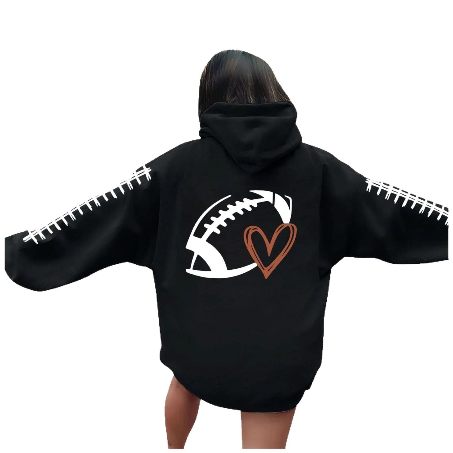 Damen Kapuzenpullover Football-Motiv Lässig Eveloria