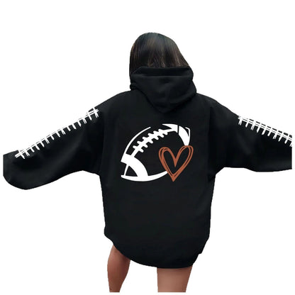 Damen Kapuzenpullover Football-Motiv Lässig Eveloria
