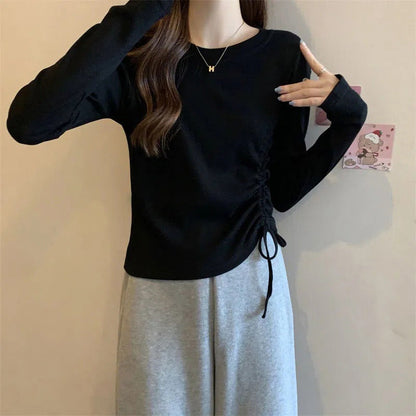 Damen Langarmshirt Rüschendetail Lässig