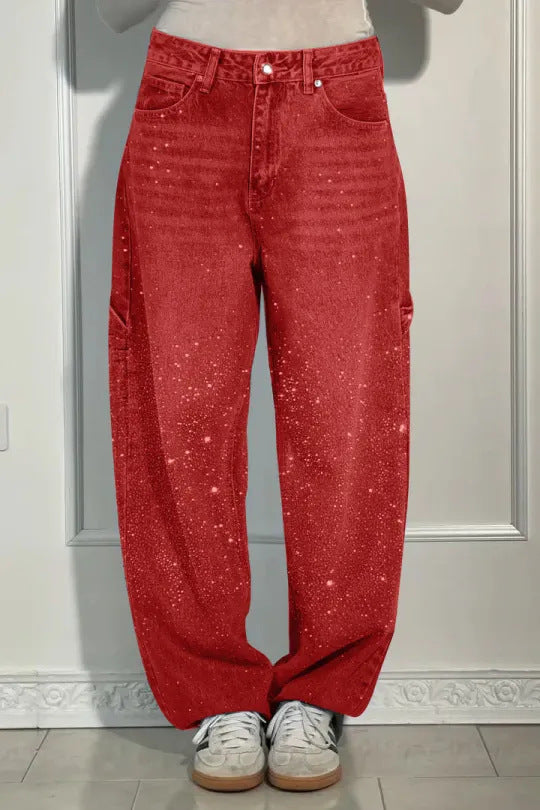 Damen Glitzer-Jeans Baggy-Style Eveloria