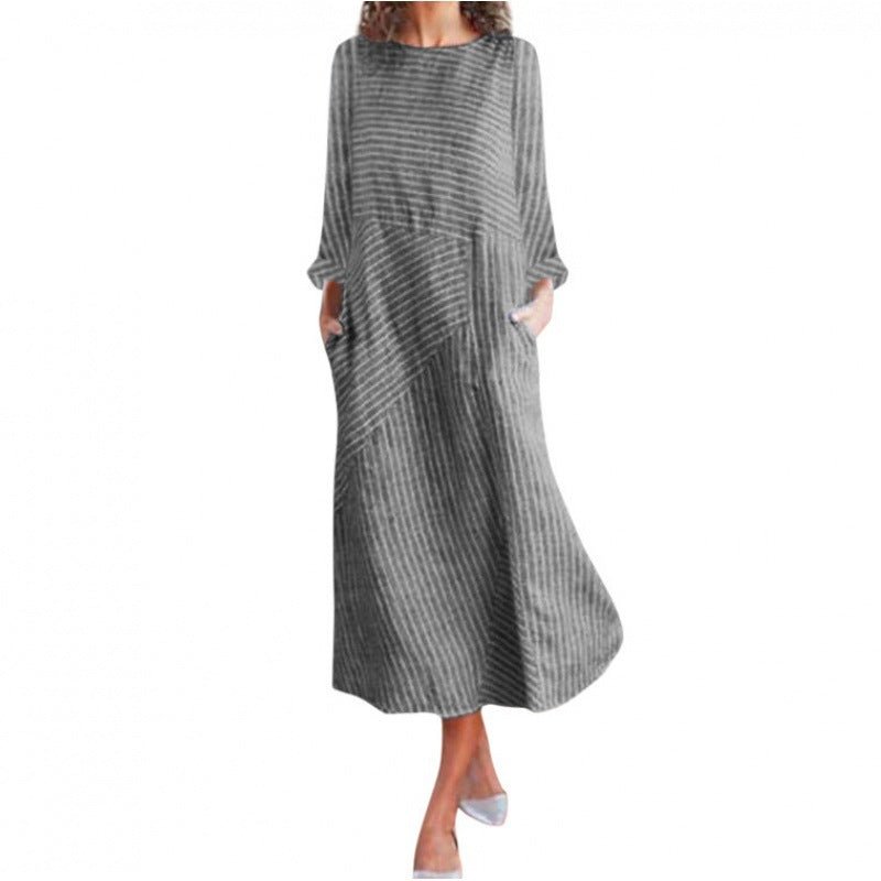 Damen Maxikleid Asymmetrisch Mit Taschen Eveloria
