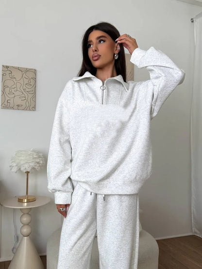 Damen Fleece Sportanzug Hochgeschlossener Kragen Praktischer