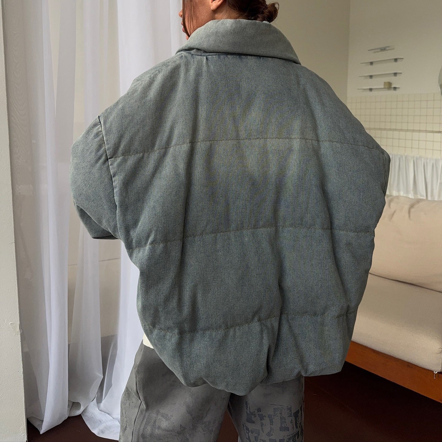 Damen Oversized Steppjacke Hochkragen Eveloria