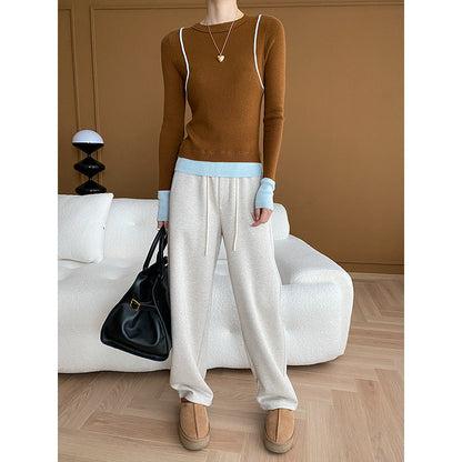 Damen Strickpullover Modisch Akzentiert Eveloria