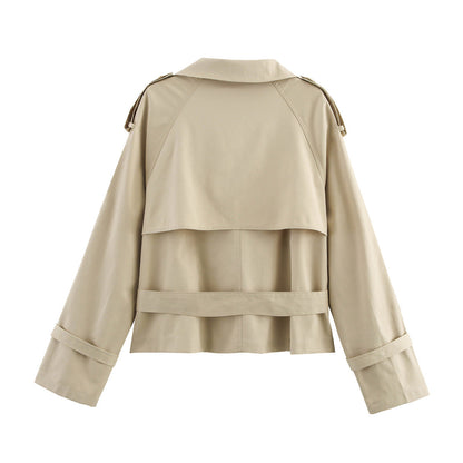 Damen Trenchcoat Asymmetrische Knopfleiste Taillengürtel