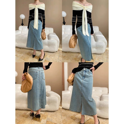 Damen Oberteil Off-Shoulder Design Bindegürtel Elegant