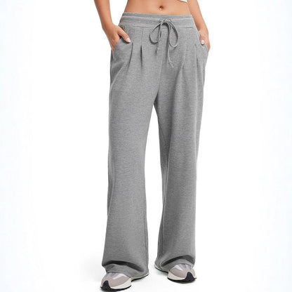 Damen Freizeithose Weite Bein Knopfdetails Eveloria