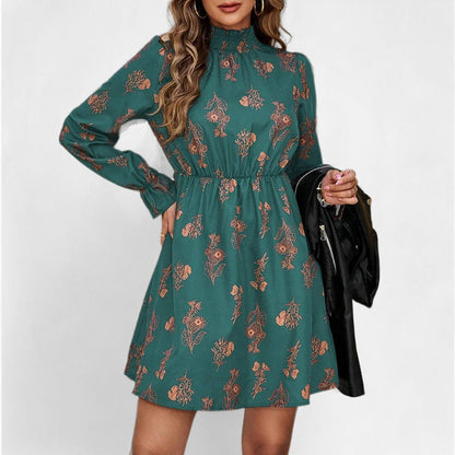 Damen Blusenkleid Floralmuster Rüschen Eveloria