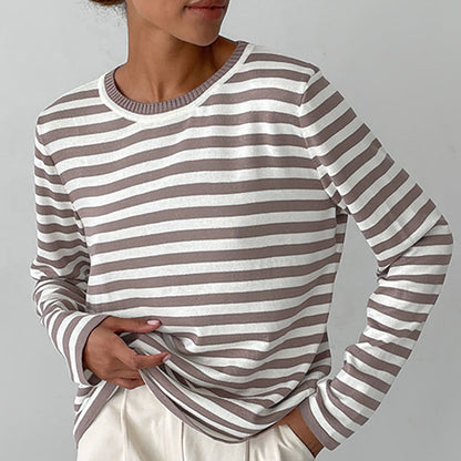 Damen Langarmshirt Geringeltes Muster Eveloria