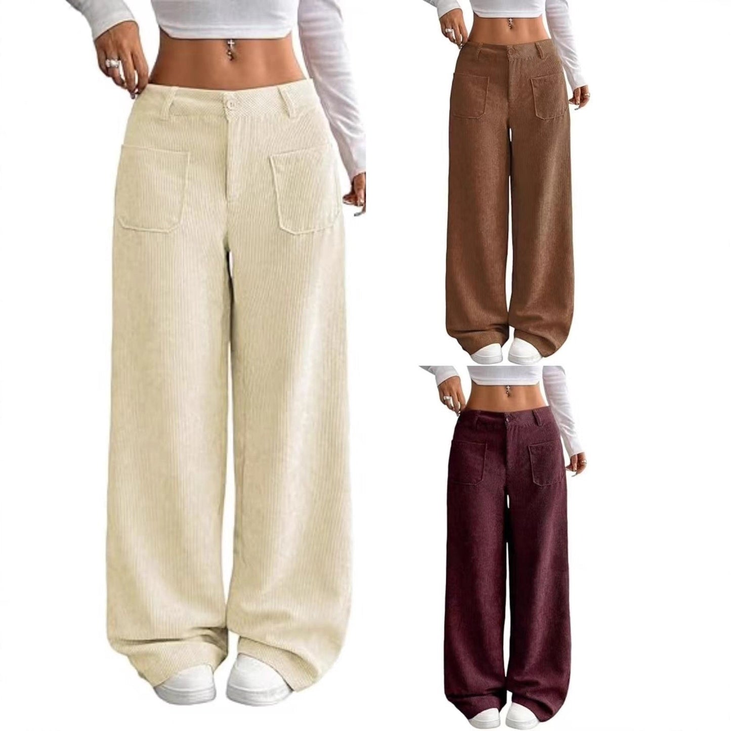 Damen Cordhose Weit Bequem Eveloria - Eveloria