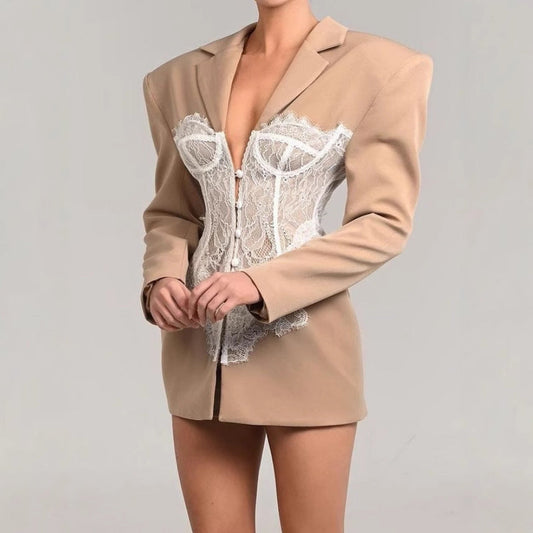 Damen Blazerjacke Spitzenoberteil Eveloria Elegantes Design - Eveloria