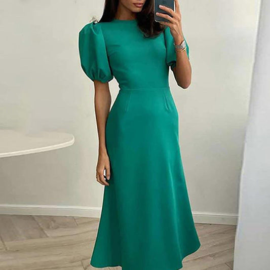 Damen Maxikleid Voluminöse Ärmel Figurbetonter Schnitt Eveloria - Eveloria