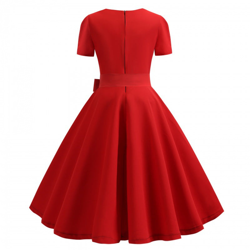 Damen Swingkleid mit Knopfleiste und Taillengürtel Eveloria