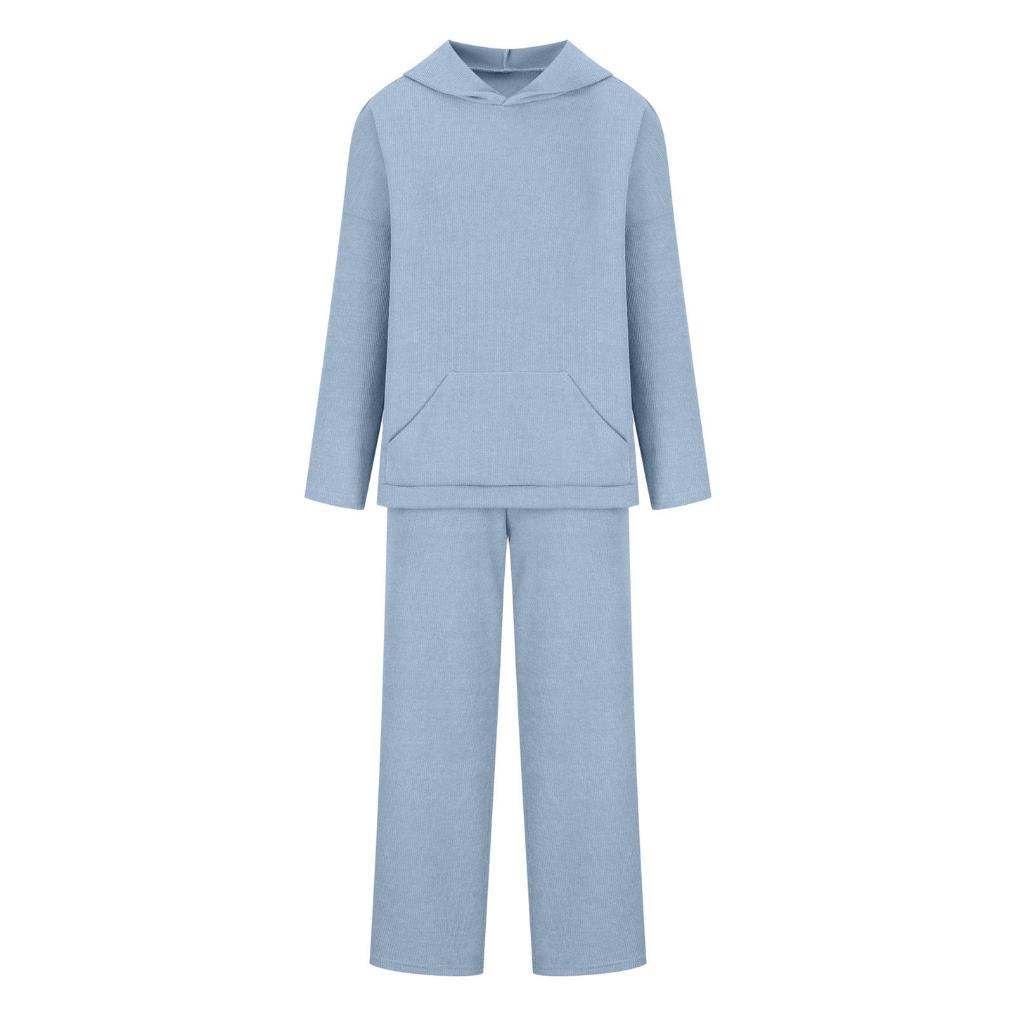Damen Lounge-Set mit Kapuze und Hose Baumwolle Bequem Grau