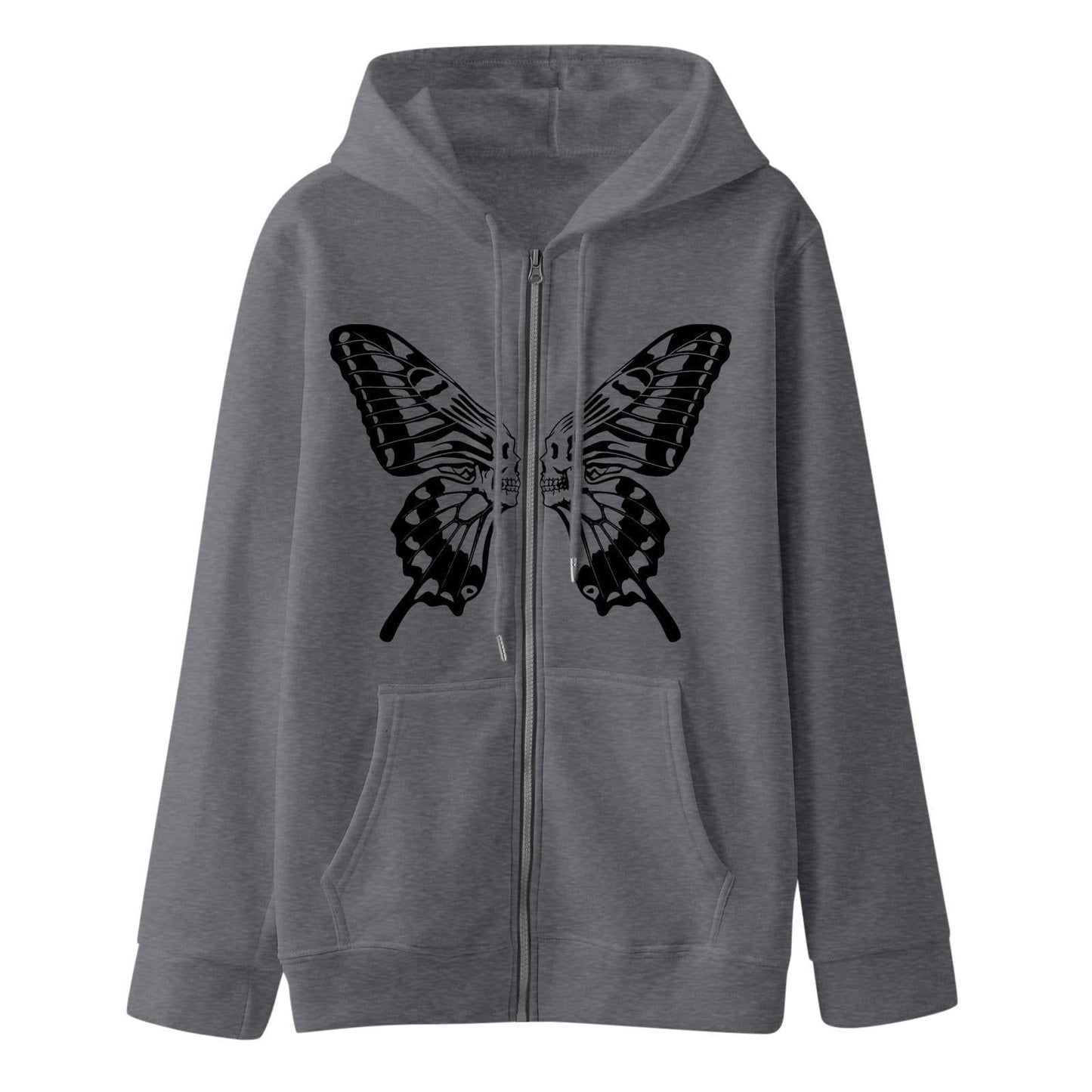 Damen Sweatjacke Kapuzenpullover Schmetterlingsdruck Eveloria