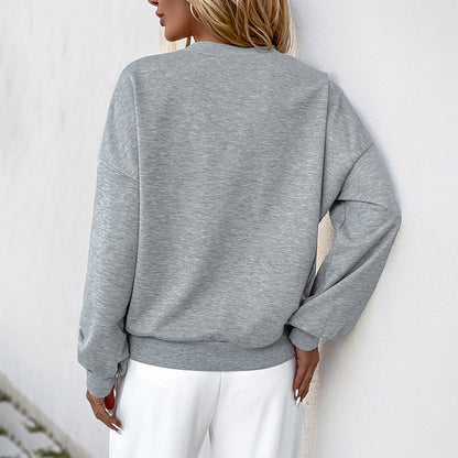 Damen Sweatshirt Lässig Elegant Perlendetails Beige
