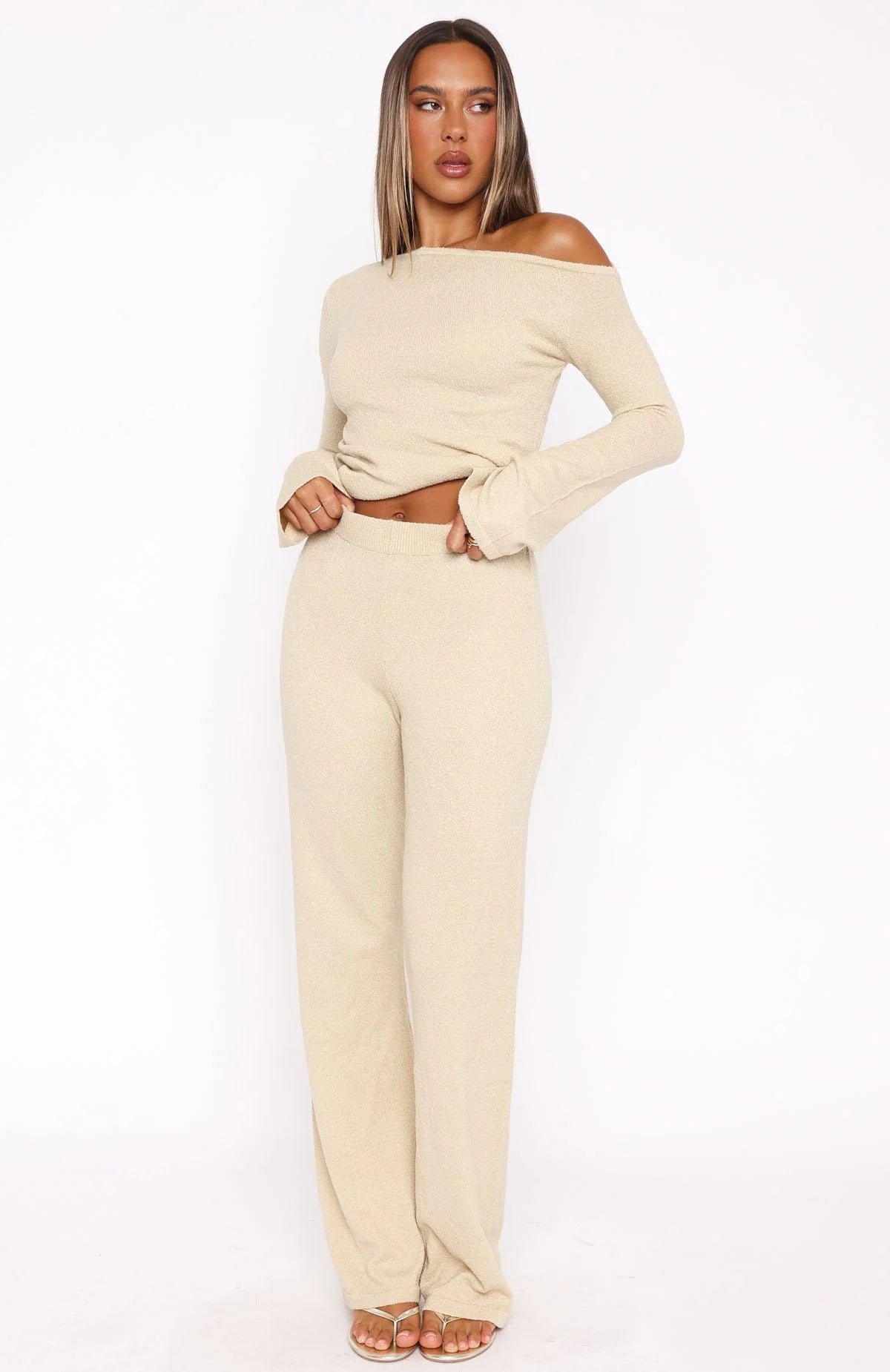 Damen Lounge-Set Asymmetrisch Weite Beine Eveloria