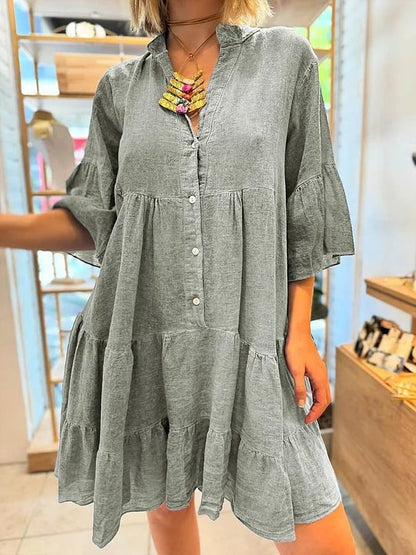 Damen Blusenkleid Voluminöse Rüschen Details Eveloria