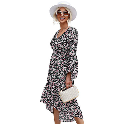 Damen Wickelkleid Floralmuster Schwingrock