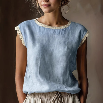 Damen Bluse Spitze Lässig Weiß