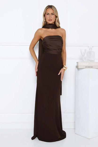 Damen Abendkleid Schulterfrei Fließend Eveloria